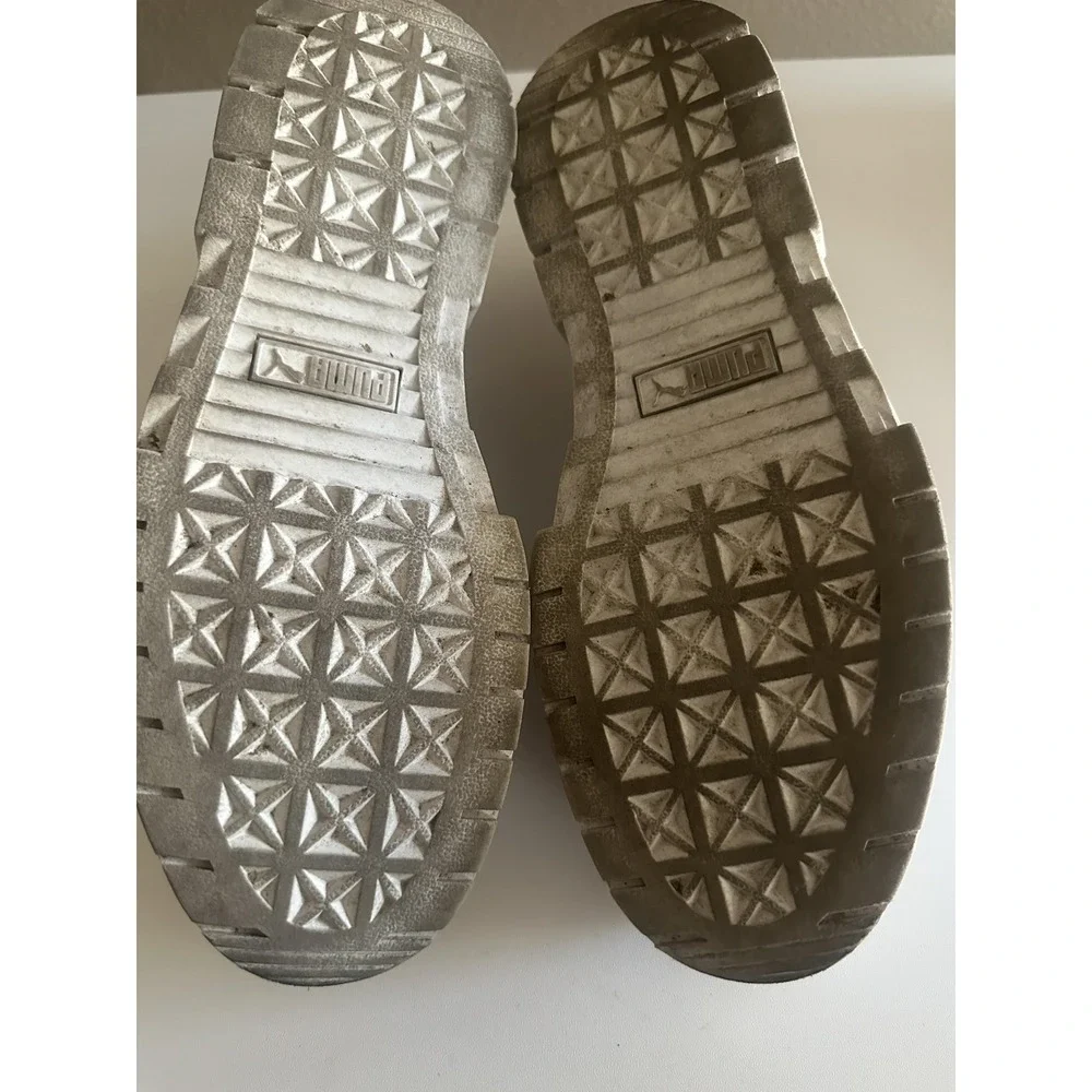 Puma Platform Shoes Womens Sz 9 White‎ Chunky Low Top Casual Sneaker 383684-01